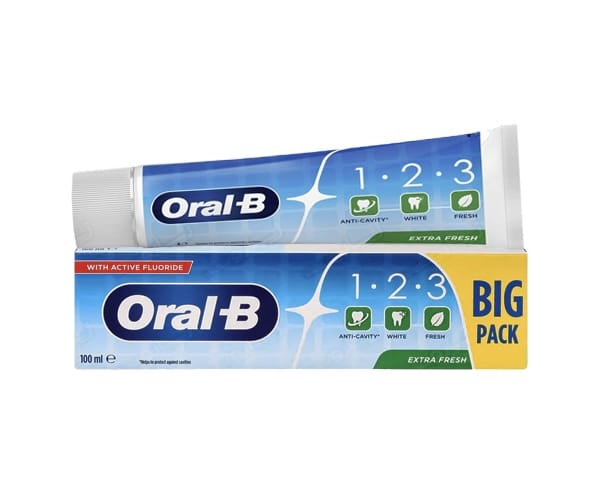 IMG_1723 خمیردندان ORAL-Bاورال-بی مدل MINT 1.2.3 EXTRA FRESH حجم100ml اصل آلمان148 - تصویر 1