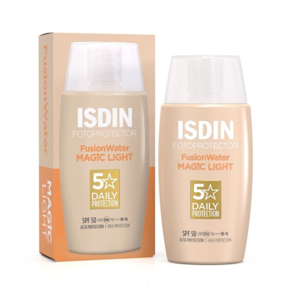 ضد آفتاب رنگی ایزدین مدل Fusion Water Magic SPF50 تصویر ضد آفتاب رنگی ایزدین مدل Fusion Water Magic SPF50 با بافت سبک و جذب سریع برای محافظت بالا در برابر آفتاب و ایجاد جلوهای طبیعی و یکنواخت روی پوست