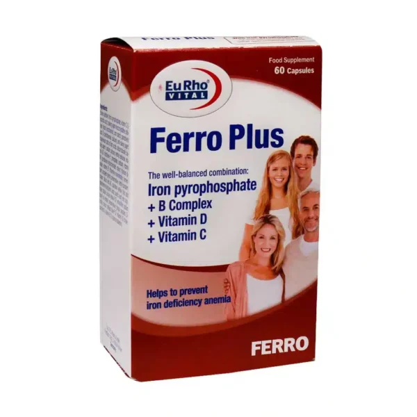 Eurho-Vital-Ferro-Plus-60-Capsules.jpg کپسول فرو پلاس یوروویتال 60 عدد - تصویر 1