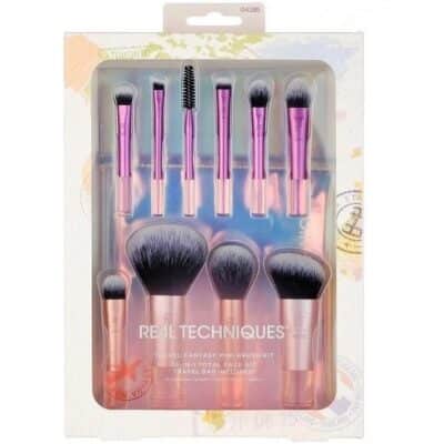 تصویر ست براش آرایشی ۱۰ تکه ریل تکنیک مدل Travel Fantasy Mini Brush Set همراه با کیف مخصوص، مناسب برای آرایش کامل صورت با برس‌های نرم و باکیفیت