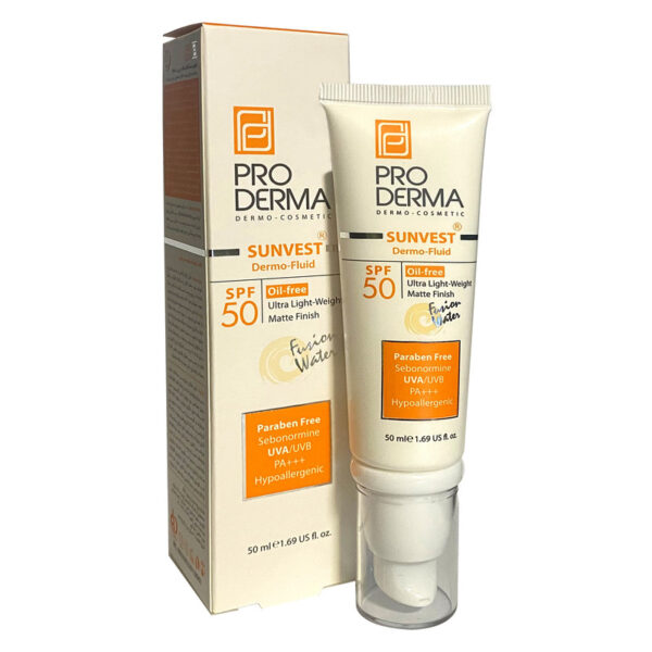فلوئید ضد آفتاب فاقد چربی پرودرما SPF50 مناسب پوستهای معمولی تا چرب و جوشدار تصویر فلوئید ضد آفتاب فاقد چربی پرودرما SPF50 مناسب برای پوستهای معمولی تا چرب و جوشدار با بافت سبک، جذب سریع و محافظت قوی در برابر اشعههای UV