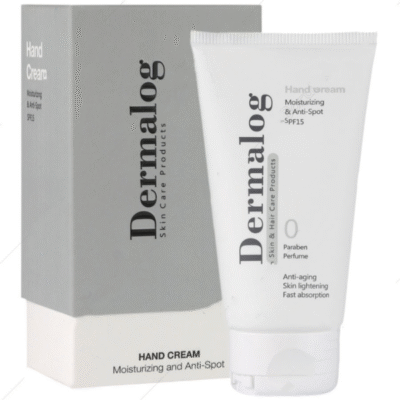 تصویر کرم مرطوب‌کننده دست درمالوگ حاوی ضد لک SPF15 حجم ۵۰ میلی‌لیتر برای آبرسانی، روشن‌کنندگی و محافظت از پوست دست در برابر آفتاب و لک‌های پوستی