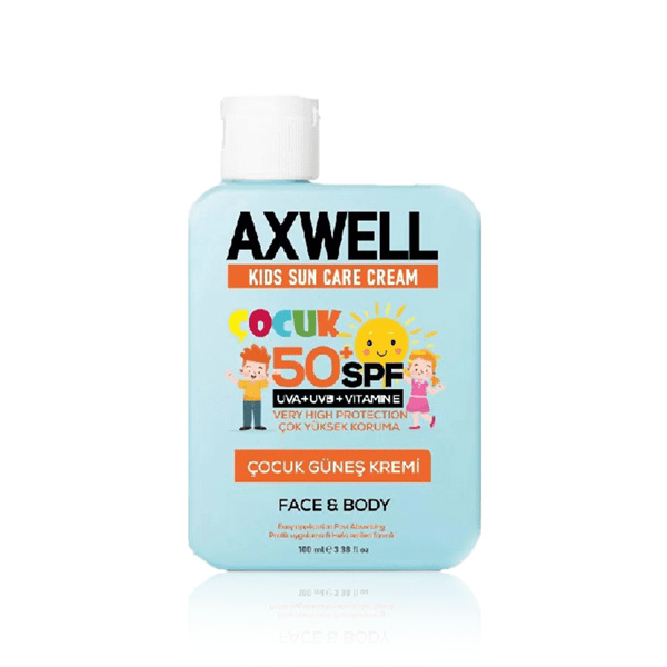 کرم ضد آفتاب مخصوص کودکان آکسول AXWELL SPF50 حاوی ویتامین E حجم ۱۰۰ میلیلیتر تصویر کرم ضد آفتاب مخصوص کودکان آکسول AXWELL SPF50 حجم ۱۰۰ میلیلیتر حاوی ویتامین E برای محافظت ملایم از پوست حساس کودکان در برابر اشعههای UV