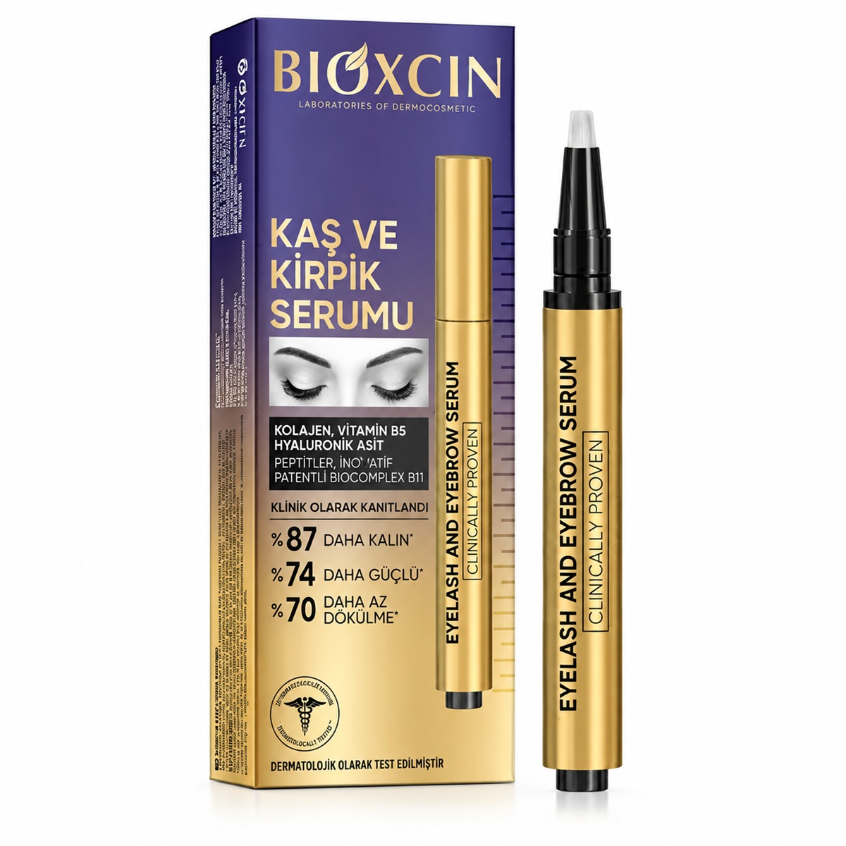 سرم تقویت مژه و ابرو بیوکسین حاوی کلاژن و هیالورونیک اسید حجم 3 میل سرم تقویت مژه و ابرو بیوکسین حاوی کلاژن و هیالورونیک اسید حجم 3 میل