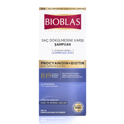 تصویر شامپو ضد ریزش بیوبلاس مدل Procyanidin + Biotin حجم ۳۶۰ میلی‌لیتر حاوی پروسیانیدین و بیوتین برای تقویت ریشه مو و کاهش ریزش مو