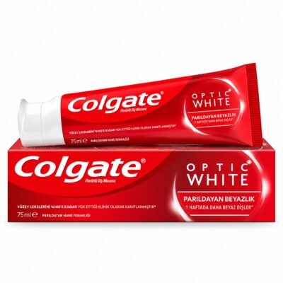 خمیر دندان کولگیت مدل optic white سفید کننده و ضد لک حجم 50 میلی لیتر